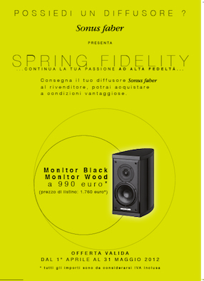 promozione sonus faber spring fidelity 2012 monitor offerta monitor